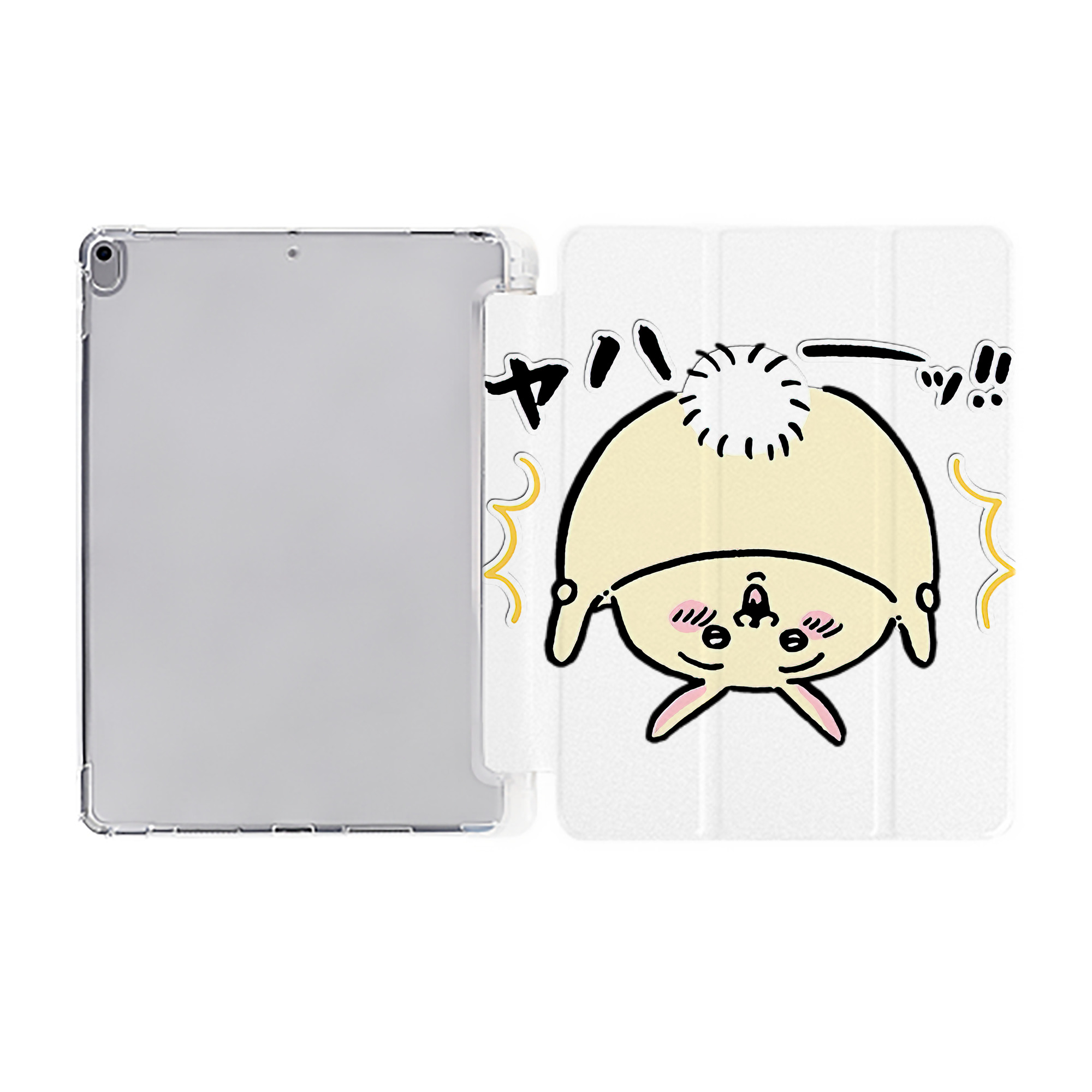 （画像用） ちいかわ うさぎ Chii-kawa usagi IPad ケース ペン収納付き 三つ折りスタンド PUレザー×シリコン 対応機種9.5/10.5/10.9インチ
